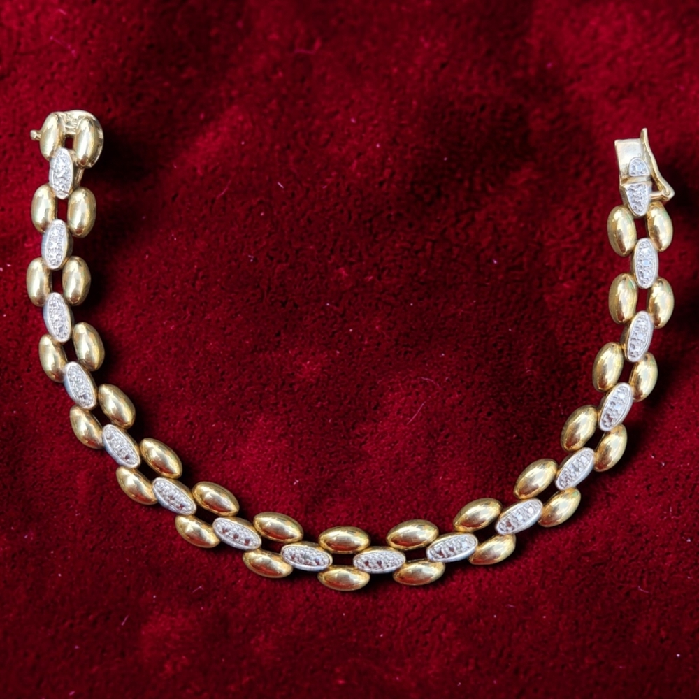 Ross-Simons 14k Vermeil Sterling Silver Diamond Bracelet - Picture 2 of 8